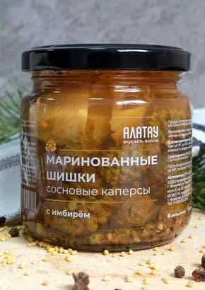 Каперсы из сосновых шишек маринованные с имбирем, 200 мл Каперсы из сосновых шишек маринованные с имбирем, 200 мл